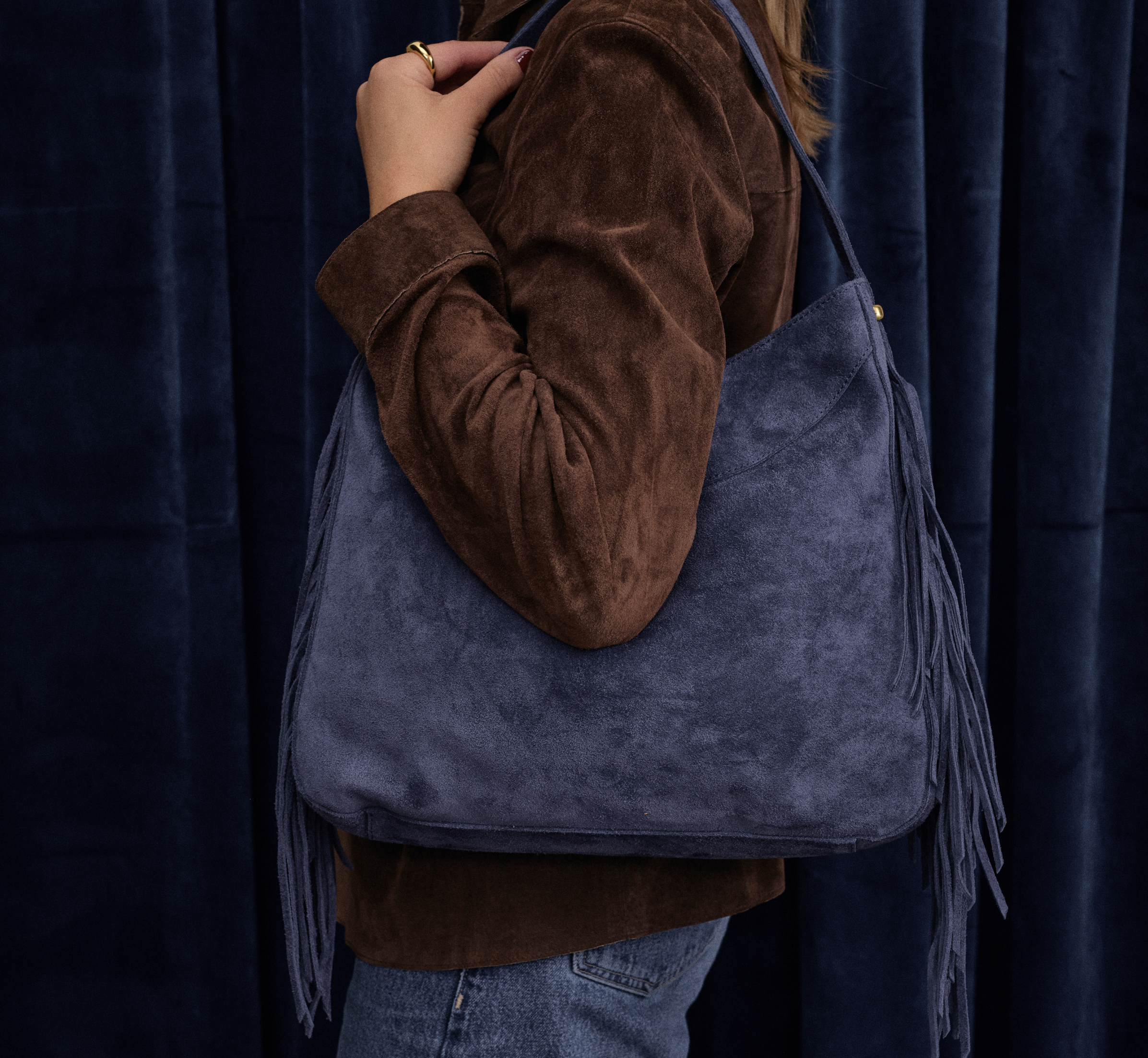 Suede Fringe Hobo