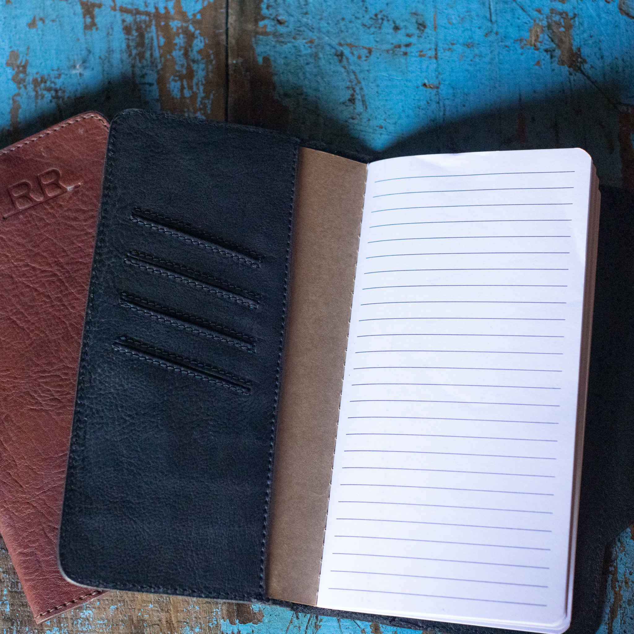 Premium leather-bound journal cover made from regenerative American hides
