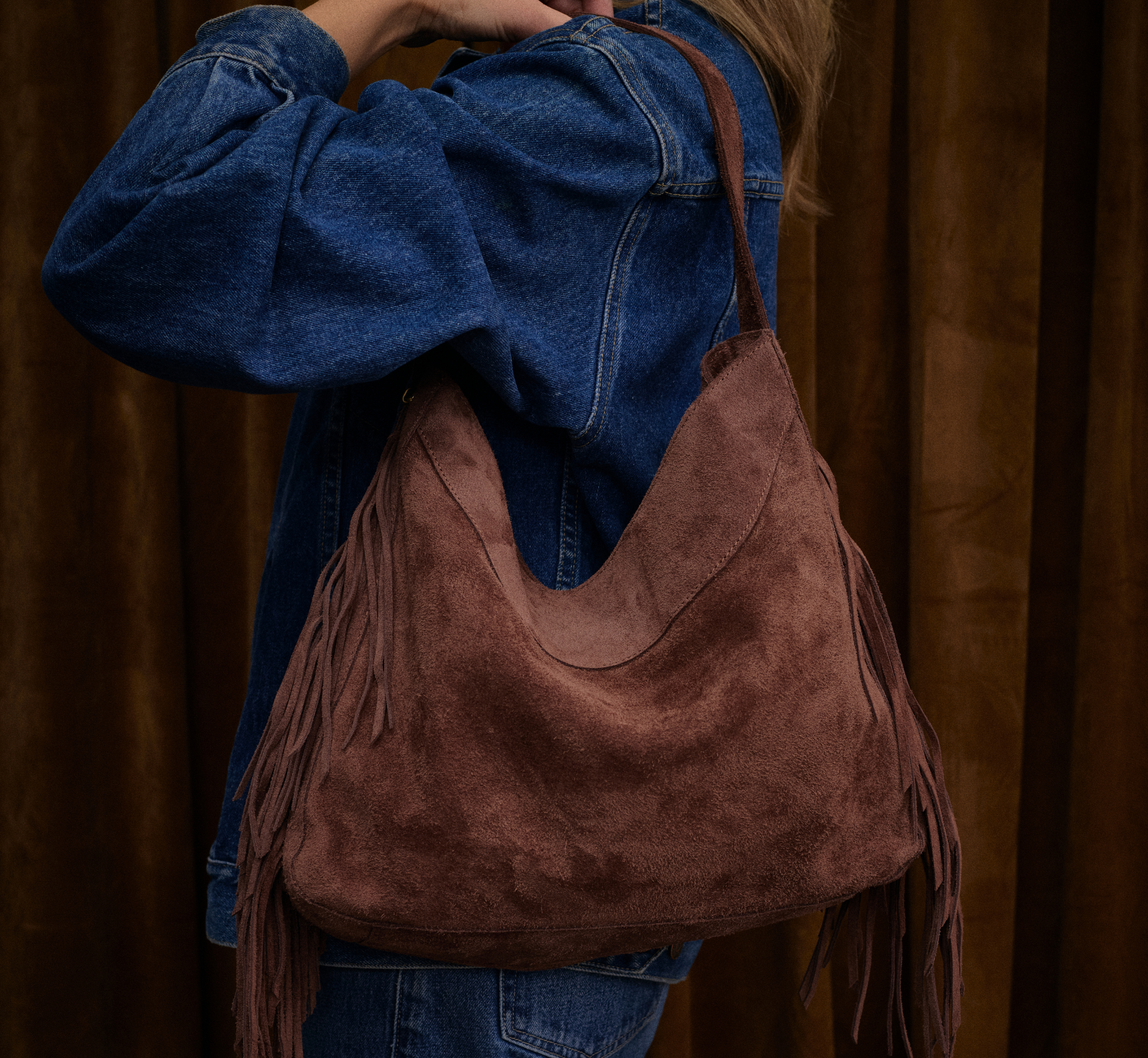 Suede Fringe Hobo