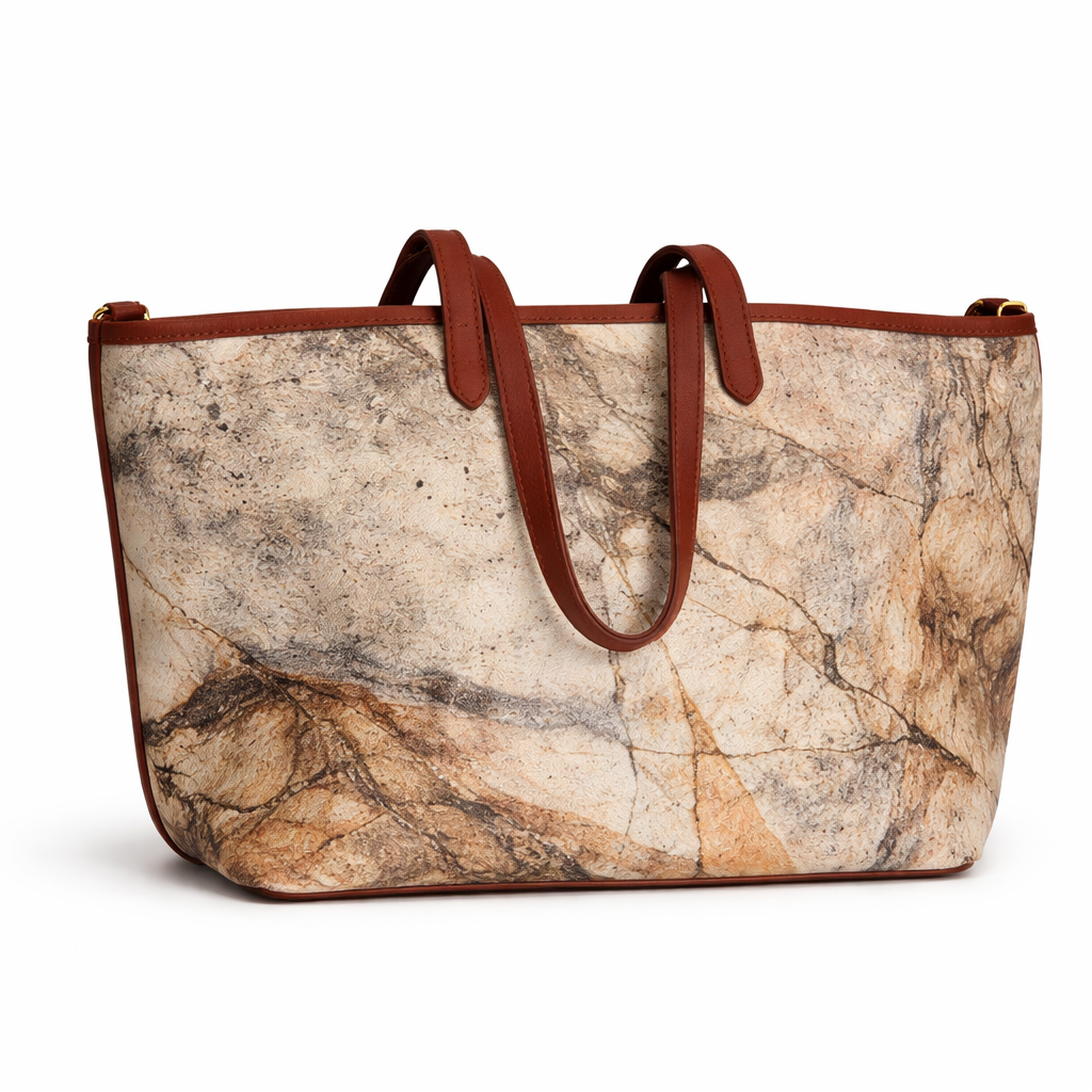 linen and leather tote bag