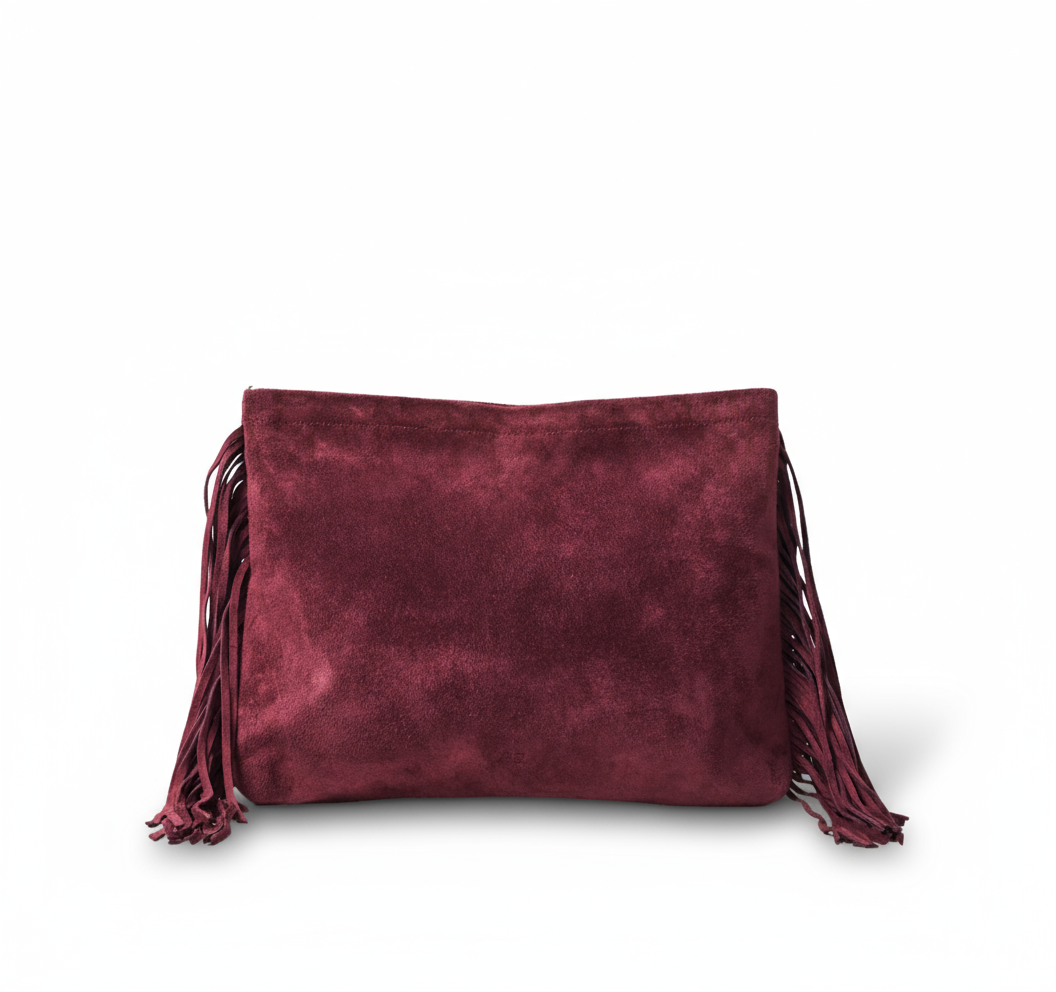 Suede Oversize Fringe Clutch
