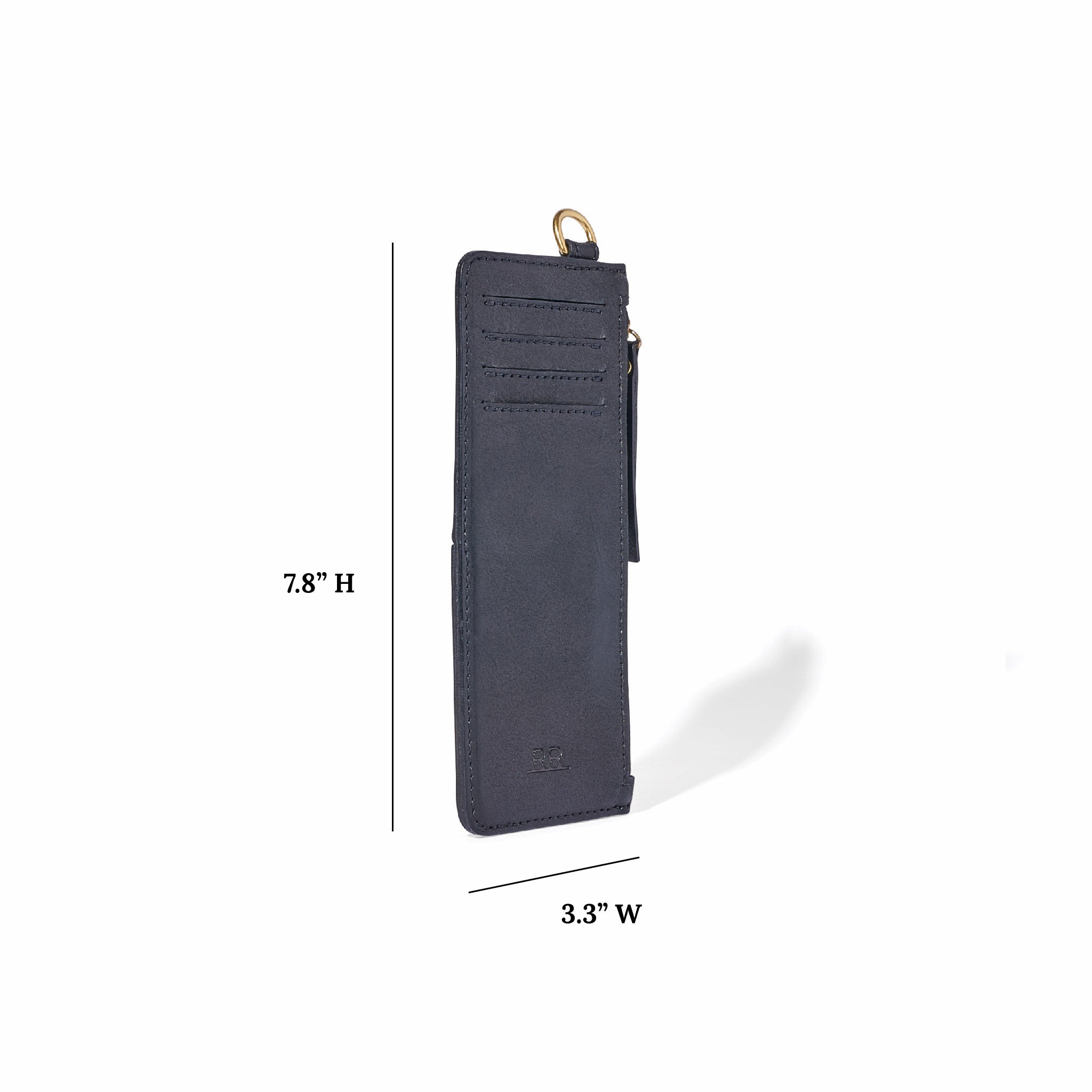 Compact zip wallet shown open with organized interior storage and soft grain finish