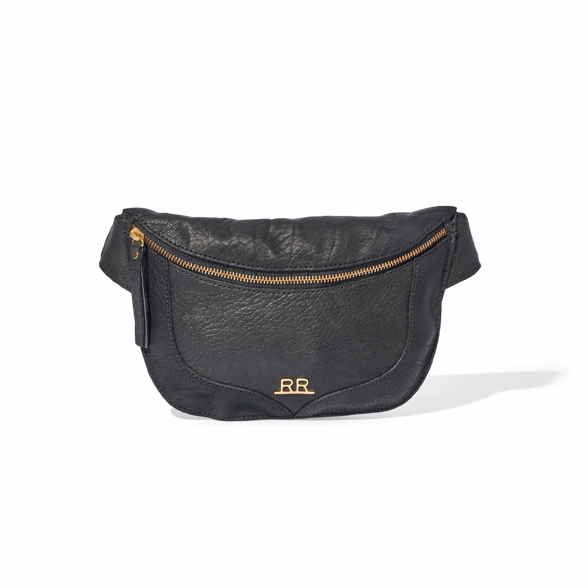 Range Revolution Belt Bag in black leather with western overlay and zip closure