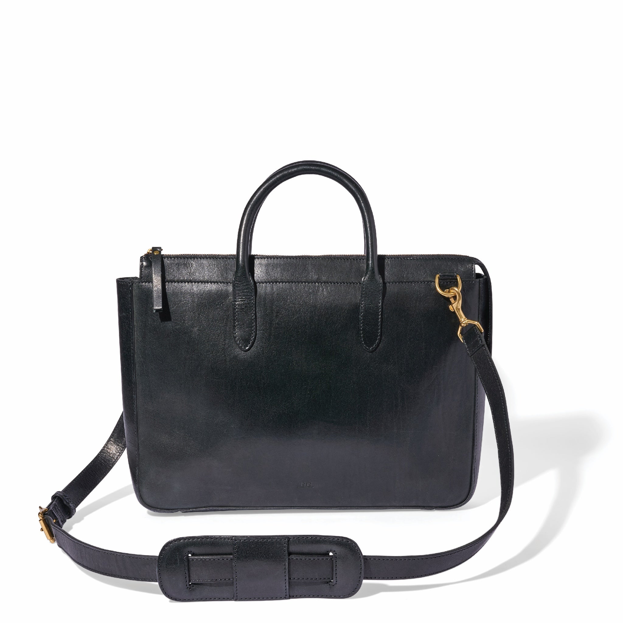 Heritage Briefcase in Mahogany brown leather with rolled handles and zip closure