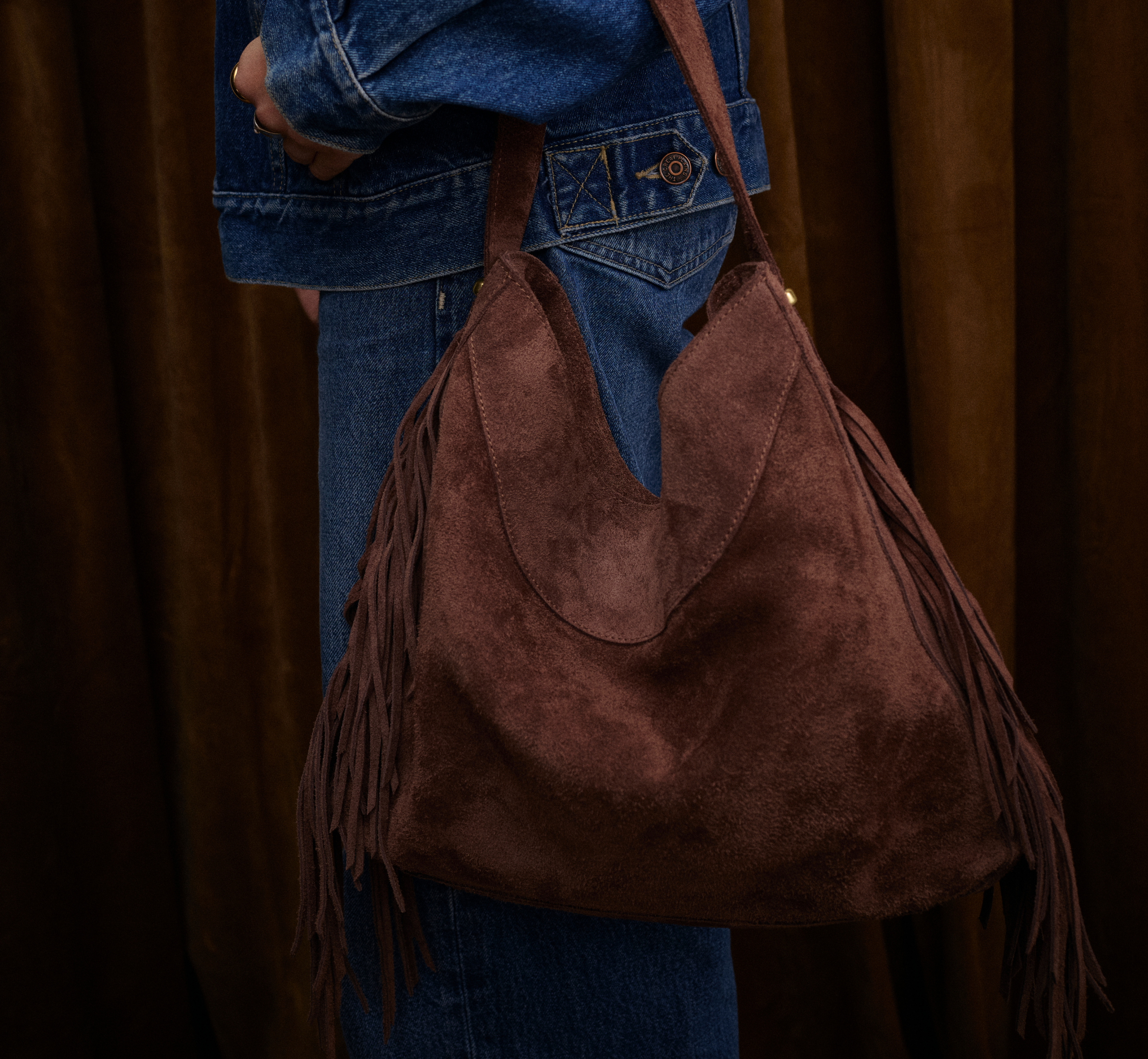 Suede Fringe Hobo