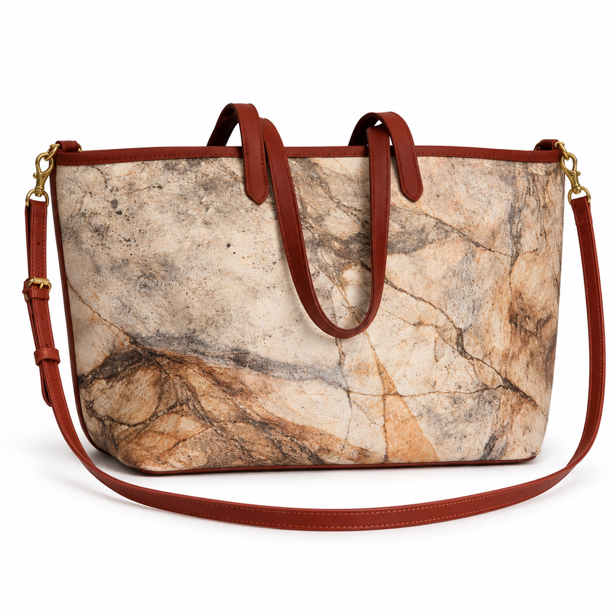 The Linen Market Tote & Leather Shoulder Strap