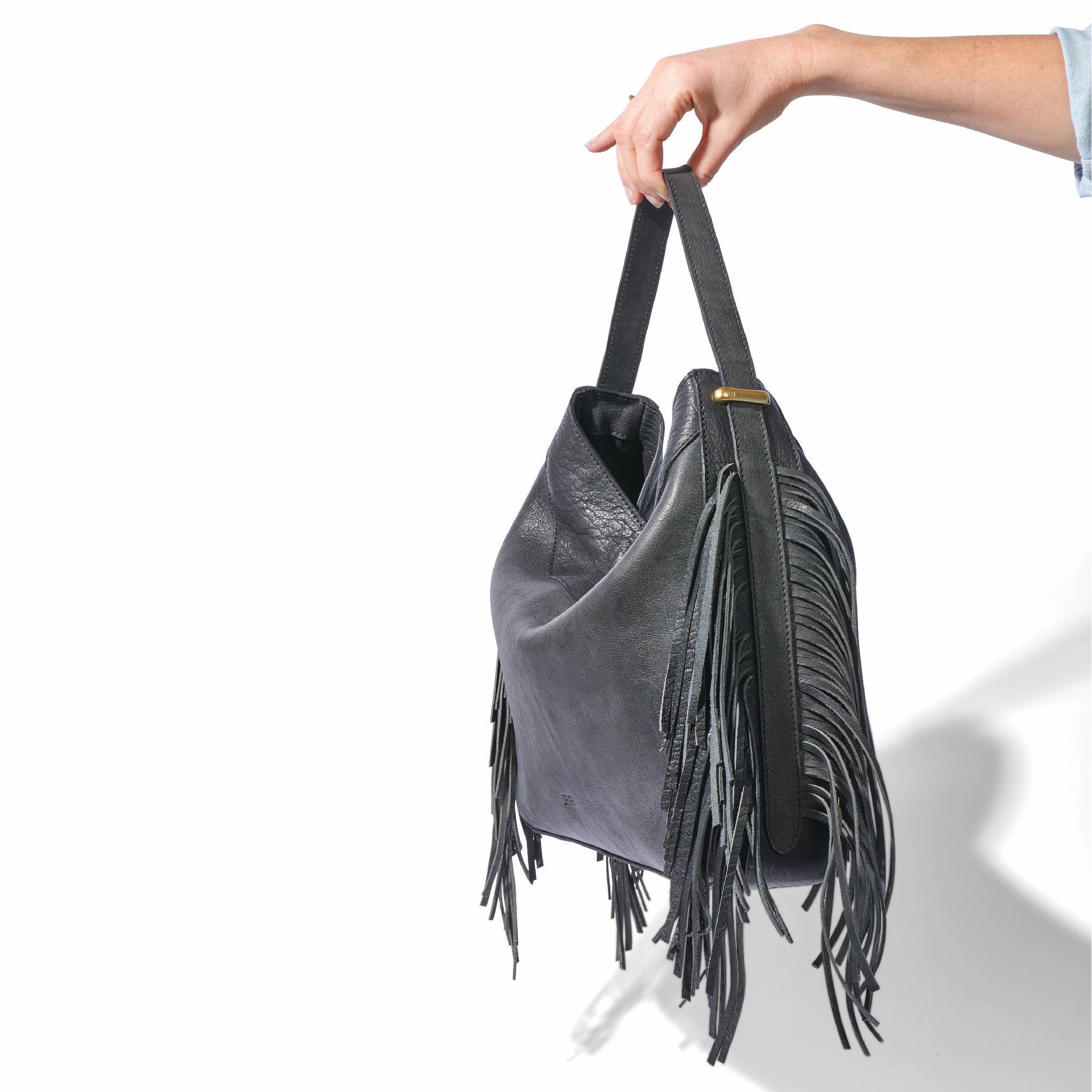 Leather hobo bag deals with fringe